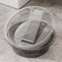 Laundry Basin with Washboard Integrated Laundry Washboard Basin Washbasin Plastic Tub Round for Bathroom, Dorm Room