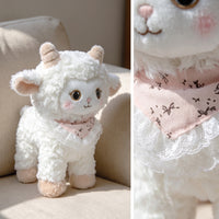Decorative Stuffed Sheep with Bib Soft Sheep Plushie Standing Cuddly for Children, Toddlers, Nursery Decor, Bedside, Shelf