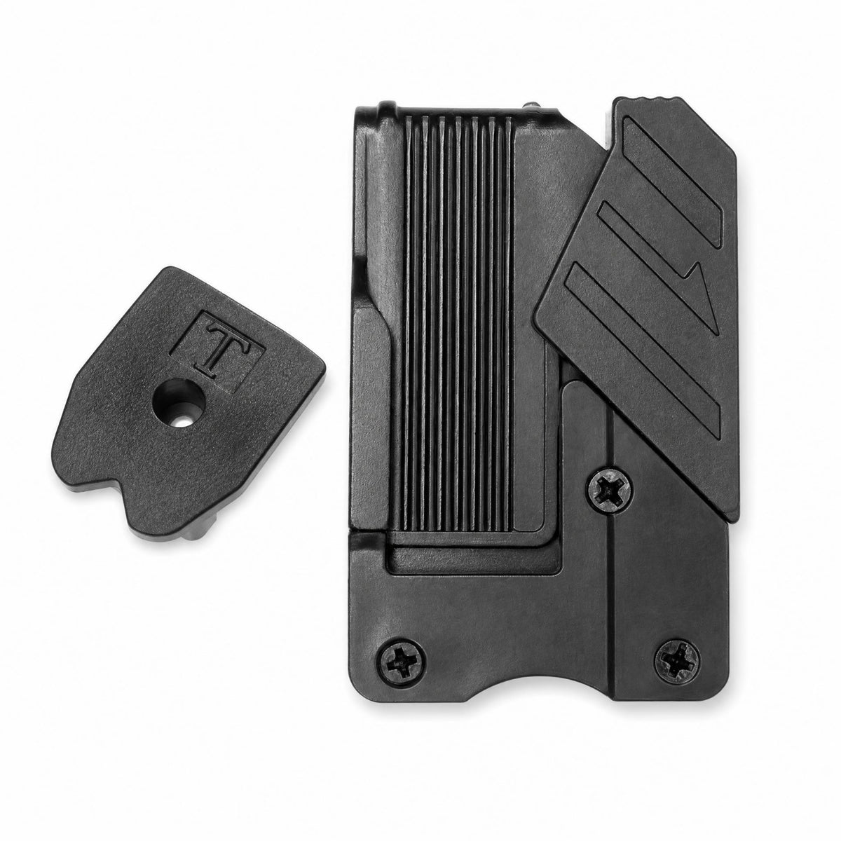 Black Plastic Tape Measure Safety Buckle Screw-Fastened Tape Measure Holder Clip Ribbed Side Panel Safety Buckle Clip Mounting Plate