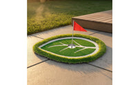 Buoyant Putting Surface with Golf Cup and Flag Leaf-Shaped for Golfers, Pool Owners, Backyard