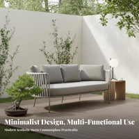 Modern Design Woven Rope Sofa Set Minimalist design Woven Rope sideschair Artistic Furniture Patio Seating Plush pads for Hospitality Businesses, Hotel Managers, Terrace, Courtyard, rearyard, Porch