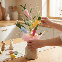 Easter Egg Decorations Floral Pick Spring Theme Artificial Egg Bouquet Pick Colorful Festive Decorative Easter Branch for Crafters, Interior Stylists