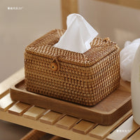 Handwoven Rattan Tissue Box for Home, Office, Car