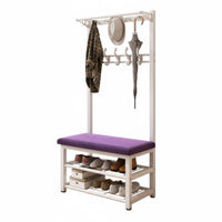 Multi-Functional Design Coat Rack with Shoe Bench Space-Saving Hall Tree Comfortable Cushion Entryway Organizer Strong Load-Bearing for Apartment Dwellers, Homeowners, Families, Hallway, Mudroom, Bedroom