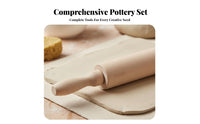Clay Rolling Pin Solid Wood Pottery Tools Set Polished Surface for Home Studio