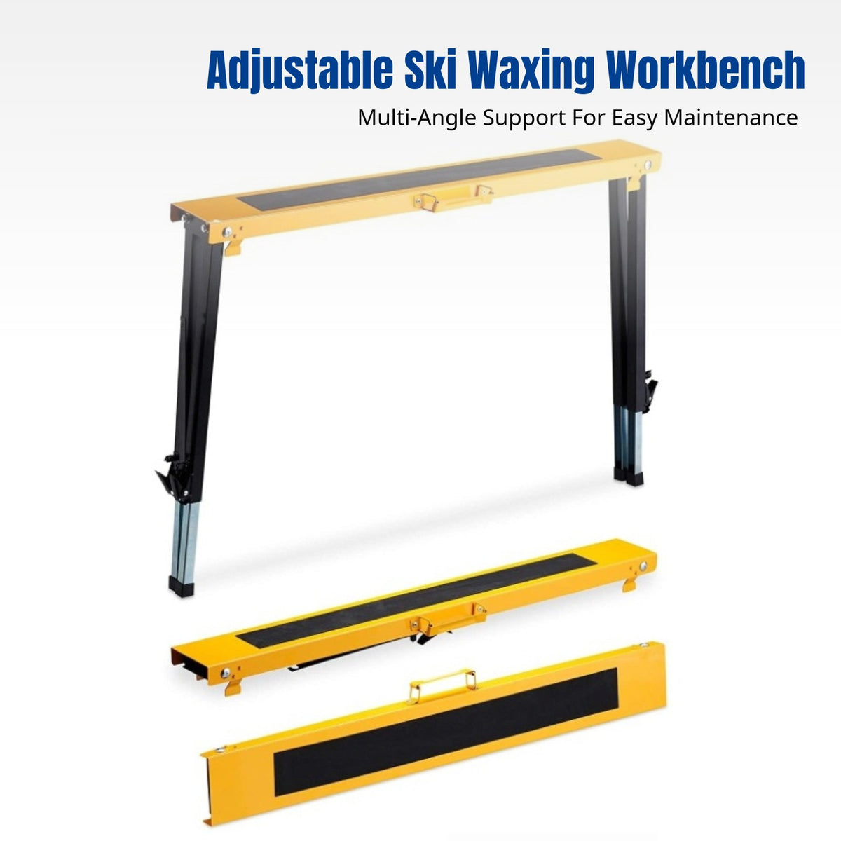 Universal Ski Snowboard Maintenance Stand, Adjustable Waxing Workbench, Secure Vise