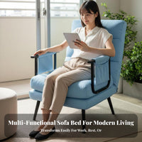 Reclining Function Convertible Armchair Space-Saving Design Pull-out Sleeper Armchair Adjustable Backrest Sofa Bed Easy Conversion for Apartment Dwellers, Not on Ice Workers, College Students, Bedroom, Balcony, Small Apartments