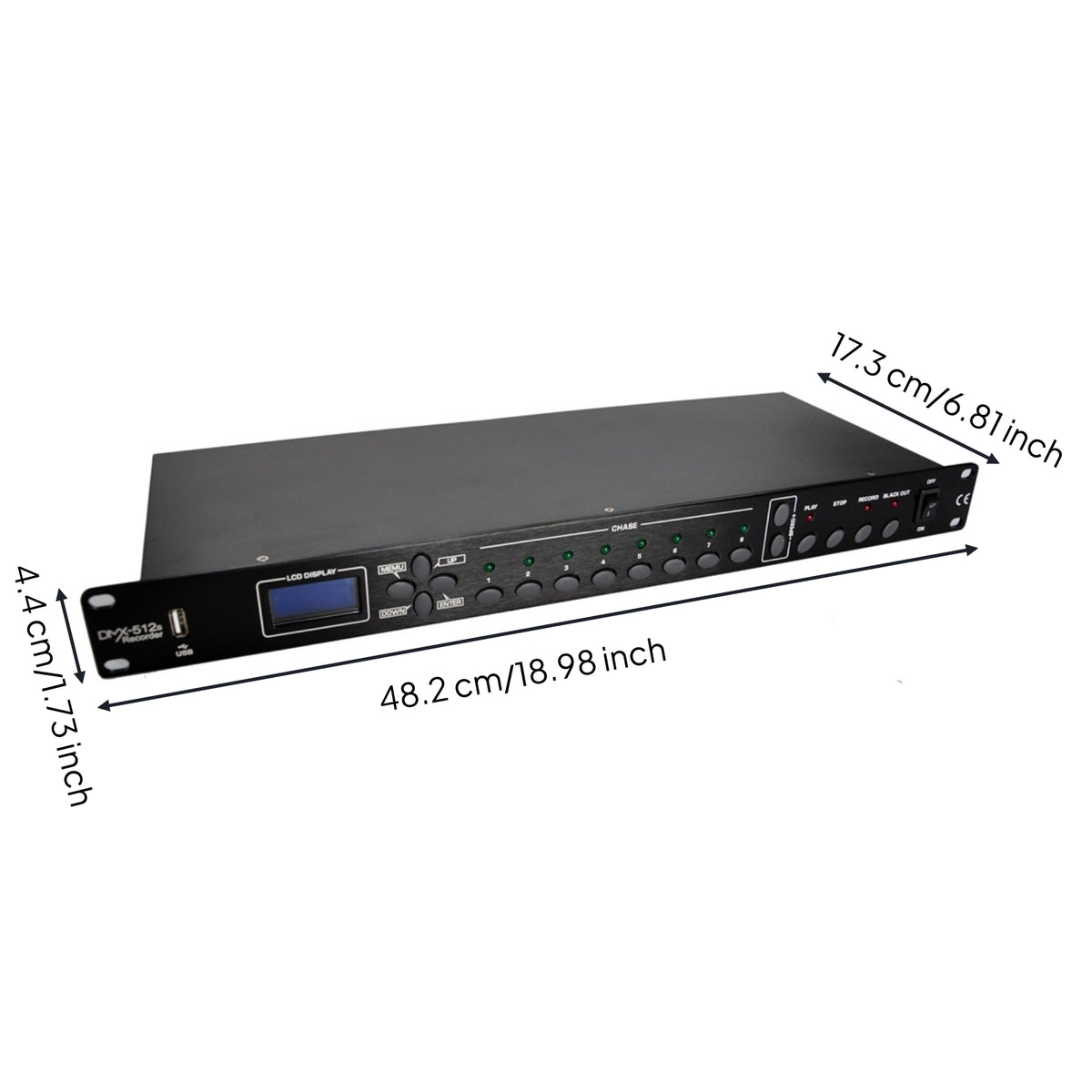 512-Channel DMX512 Recorder and Player Multifunctional DMX512 Protocol Controller Recorder with LCD Display Professional Rackmount DMX512 Protocol Controller Digital for Stage Technicians, Live Events, Theaters