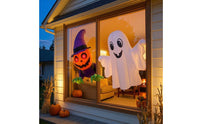Whimsical Inflatable Ghost with Witch Hat Cute Halloween Inflatable Ghost Adorable Decoration Playful for Homeowners, Retailers, Window Display, Storefront, Indoor