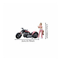 1:64 Girl and Motorcycle Set Detailed Design Pink Motorcycle Resin Model Hand-Painted Diorama Accessory for Collectors, Hobbyists