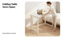 Foldable Folding Computer Desk With Wheels Mobile Computer Desk Easy Assembly Rolling Bedside Table Installation-without Cost for Students, Telecommuting Workers, Apartment Dwellers, Bedroom, Dorm Room, Small Areas