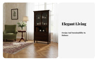 Vintage aesthetic Tall Glass-Door Cabinet Elegant Design Glass Door Curio Adjustable Shelves bookshelf for Book Lovers, Interior Decorators, Office Workers, Living Room, Hallway, Bedroom