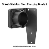J1772 EV Wall Mount Holder Space Saving Design Stainless Steel EV Charging Cable Hanger for Outdoor