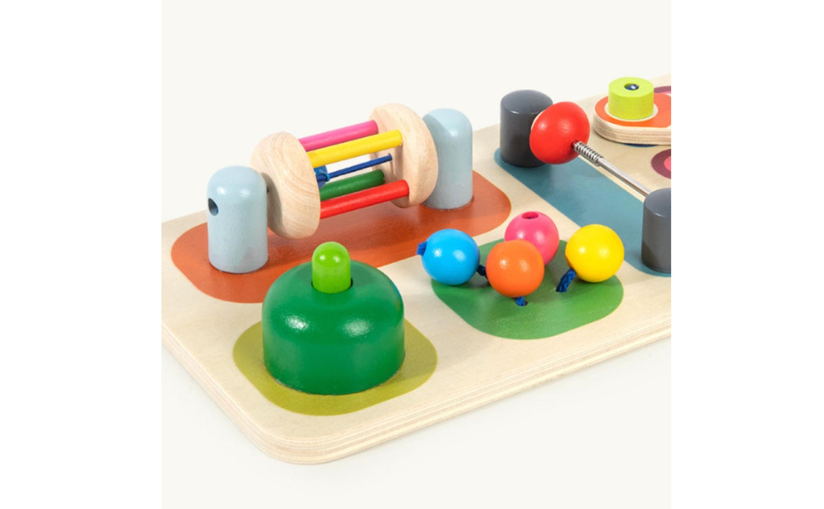 Wooden Busy Board Wood Sensory Activity Board Interactive Infant Toy for Infants