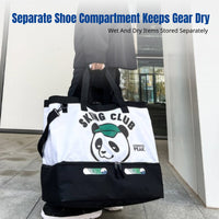 Large Capacity Sports Crossbody Bag, Oxford Cloth Gym Duffel, Shoe Compartment, Skiing Travel