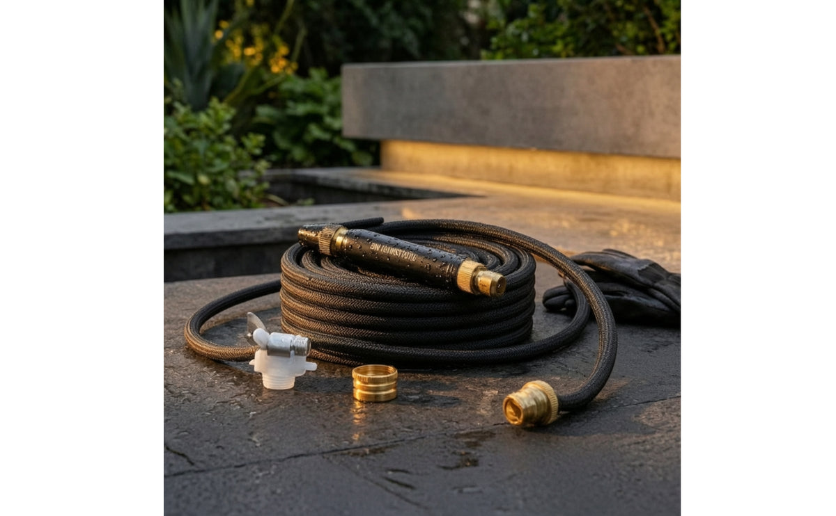 Expandable Hose with Spray Nozzle Braided Expandable Garden Hose with Fittings Leak-Resistant for Homeowners, Car Washing, Yard Watering
