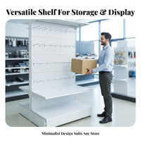 Floor Standing Pegboard Rack Multi-Functional Freestanding Pegboard Display Heavy Duty Commercial Fixture for Retailers, Supermarket, Workshop, Garage