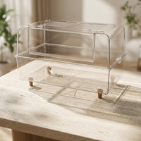 75 Crystal Cage for Small Pets with Legs, Rectangular Acrylic Cage with Transparent Viewing, Modern Style Indoor Enclosure for Dwarf Breeds