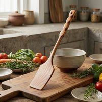 Wooden with Hanging Hole Smooth-Polished Wooden Long-Handled Turner with Hanging Hole for Home Cooks, Kitchen