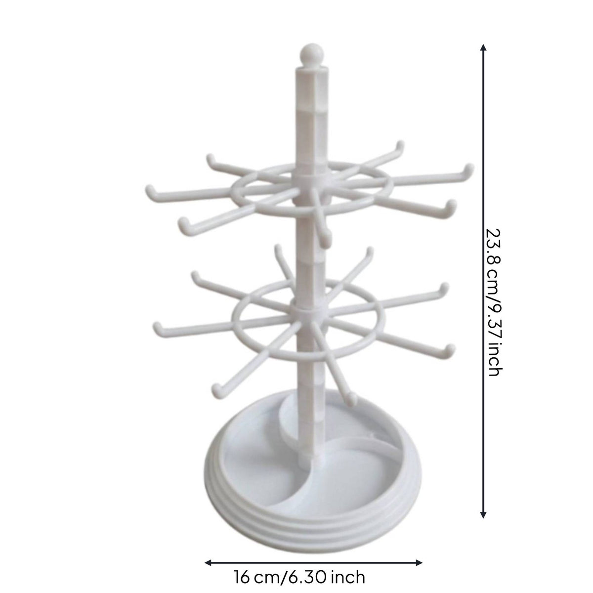 360° Rotation Rotating Jewelry Stand Space Saving Tiered Accessory Display Rack Stable Base Tray Revolving Earring Tree Easy Assembly for Crafters, Dresser