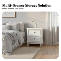 Narrow Design 2-Drawer Nightstand European design Bedside Table Fully Assembled Bedroom Furniture Easy Assembly for Apartment Dwellers, Students, Dorm Room, Nursery, Entryway, Office