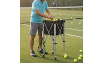 Lightweight Aluminum Frame Folding Tennis Ball Carrier Large Capacity Rolling Tennis Ball Basket Wheels with Brakes Sports Equipment for Training
