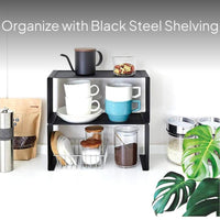Black Iron Kitchen Organizer Rack, Minimalist Shelf