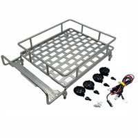 RC Roof Rack with Light Bar High Brightness Roof Rack Luggage Carrier Easy to Install Model Cargo Basket for Hobbyists