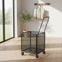 Lightweight Portable Shopping Trolley Wheeled Grocery Trolley 4 Wheels Household Carrier for Supermarket