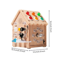 Hands-on Learning Busy House Toy Early Learning Hands-on Learning Busy House Natural Wood Finish Wooden Sensory Toy LED Lights for Children