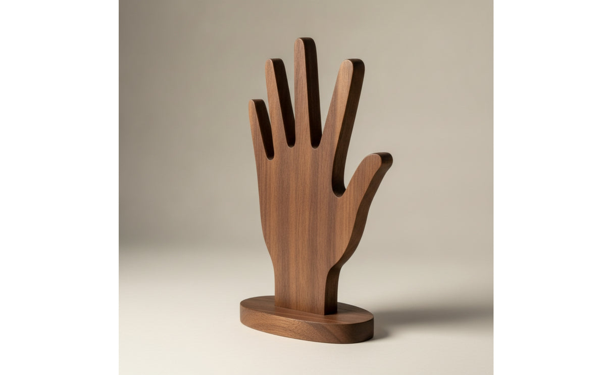 Wooden Hand Display Sculptural Hand Jewelry Display Holder Compact Band Stand for Vanity Table, Boutique
