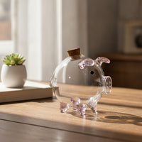 Glass Piggy Bank Transparent Piggy Bank Clear Money Box for Kids, Collectors, Desk, Shelf, Bedroom