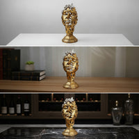 Hollow-out Face Sculpture Gleaming Abstract Face Sculpture Eye-Catching Resin Figurine with Butterfly for Homeowners, Living Room, Entryway Console