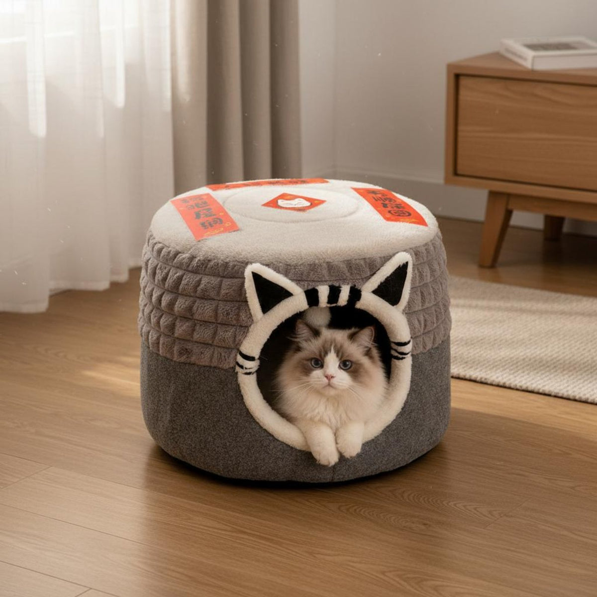 Thick Cushion Warm Cat Sleeping Bag Versatile Purpose Cat Cave Bed Breathable for Small Dog Owners, Indoors, Bedroom, Living Room
