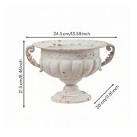 Weathered Urn Planter with Handles Distressed Pedestal Planter Decorative Urn Timeless for Florists, Tabletop, Garden