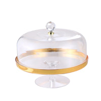 Cake Stand with Dome Faceted Cloche with Pedestal Clear for Cafes, Hosts, Bakers
