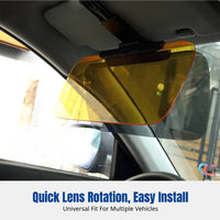 Universal Car Anti-Glare Visor, Day/Night Dual Lens, Adjustable, Front Windshield