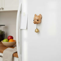 Cute Dog Bell Soothing Sound Wooden Dog Bell Wood Grain Creature Door Chime Handmade Look for Entryway, Fridge