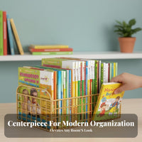 Wheeled Book storage container Space-Saving Desktop book organizer Large Capacity for Home, Parents