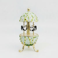 Wildlife Themed Musical Box Enamel Look Rotating Display Musical Box Gold Tone Ornament for Desk