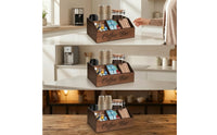 Coffee Bar Organizer Wooden Desktop Coffee Organizer Storage Box Divided Holder Slanted for Office Breakroom