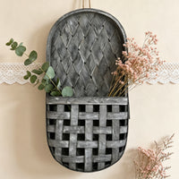 Woven Wood Basket Decorative Wooden Wall Basket Country-Style Home Storage