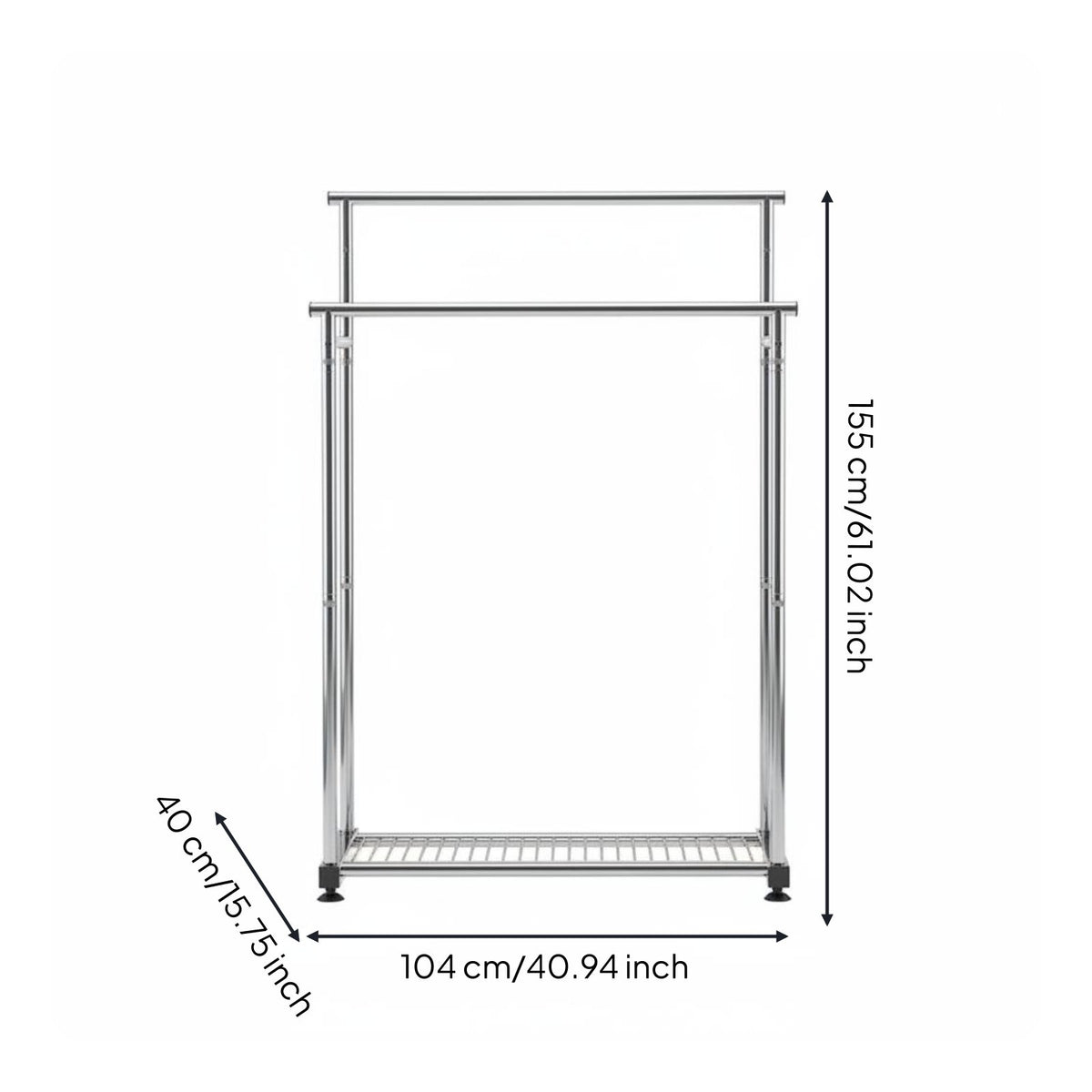 Stainless Steel Clothes Rack Rust-Resistant Freestanding Garment Rack Large Capacity Home Storage for Outdoor