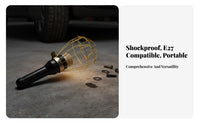 E27 Mechanic's Light Drop-Resistant Wire Guard Inspection Lamp Shock-Resistant Cage Caged Work Light for Mechanics, Construction Workers, Garage
