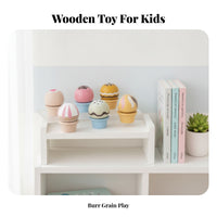 Compact Wooden Ice Cream Cake Toy Sturdy Maple Wood Cake Toy Fine Motor Skills Wooden Dessert Playset Smooth Edges for Early Learning