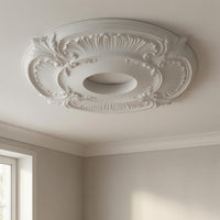 Imitation Plaster Pendant Light Canopy Beaded Border Decorative Ceiling Mount Concentric Detailing Ceiling Lamp Plate White