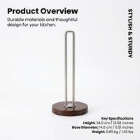 Dining Table 304 Stainless Steel Paper Towel Holder for Home Use, Freestanding Kitchen Countertop Stand and Tissue