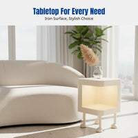 Cream Style Bedside Table, Small Coffee Table, Storage Cabinet, Metal Frame, Kid-Friendly, Living Room, Bedroom
