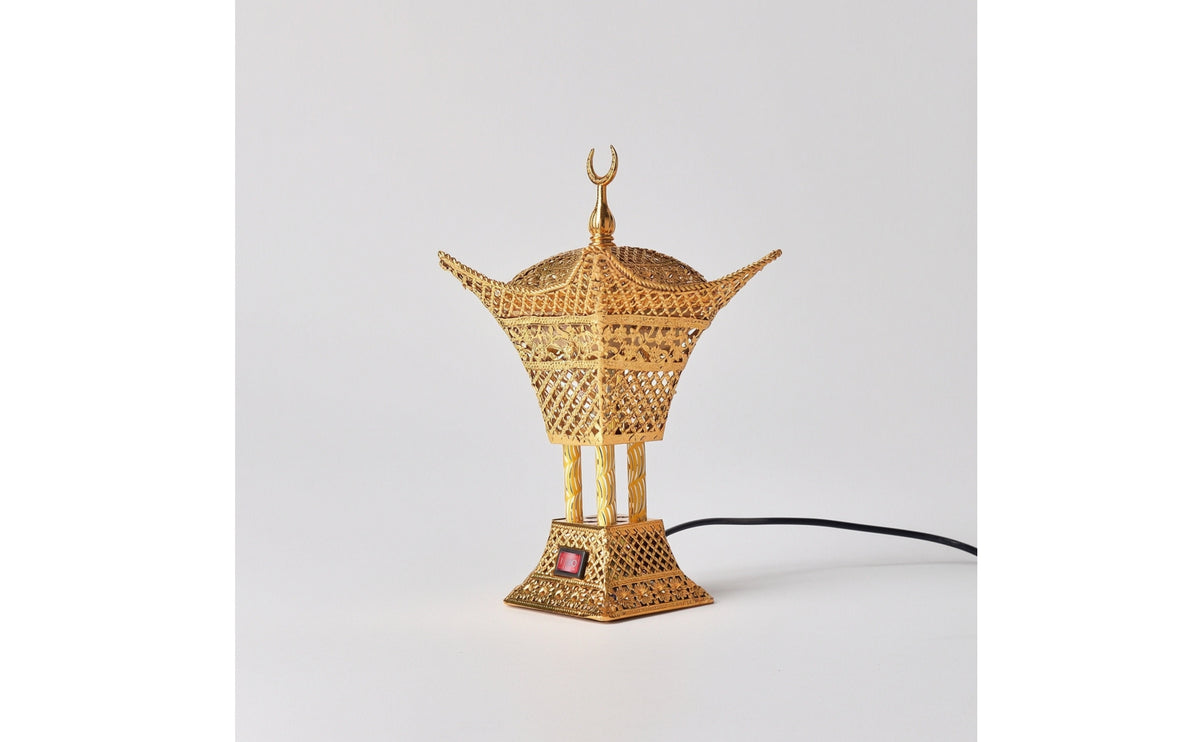 Electric Incense Burner Electric Lotus Lantern Incense Burner Fragrance Warmer Gold-Colored Flame-without Flame for Prayer Areas