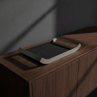 Tray with Woven Texture Rectangular Stainless Steel Tray Decorative Silver for Entryway, Dresser